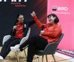 Cristina Neagu și Luminița Huțupan Dinu la dialogul care a urmat meciului FOTO Cristi Preda