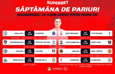 Supersăptămâna de pariuri: Florin Gardoș, cu ochii pe Boxing Day
