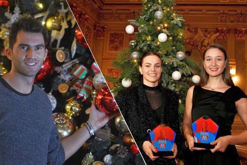 Horia Tecău, Magdalena Rusu, Simona Radiș la brad Colaj foto: Cristi Preda