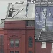 Ibrox Park, stadionul lui Rangers, serios afectat de furtuna Eowyn. Foto: X