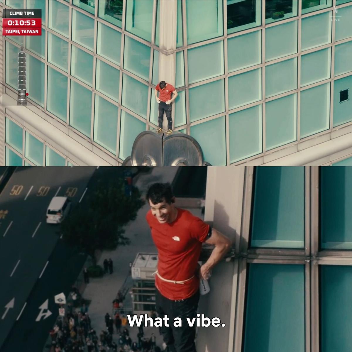 Uriașul Alex Honnold a escaladat un turn în Taiwan fără vreo plasă de siguranță // foto: X