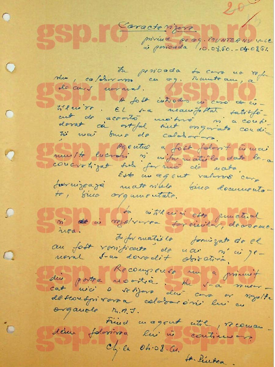 Raportul din 4 august 1961, care vorbește despre satisfacția lui Ștefan Kovacs că a fost introdus într-o casă conspirativă pentru a livra fără riscuri informațiile către Securitate. Sursa: Arhivele CNSAS Stupoare în arhivele Securității: marele Ștefan Kovacs a fost agentul secret „Vasile Munteanu” + „Este un tovarăș atașat colaborării”
