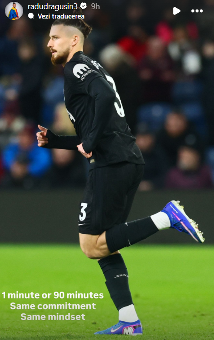 Radu Drăgușin, mesaj pe Instagram după ce a jucat un singur minut în Burnley - Tottenham 2-2 Radu Drăgușin a fost introdus un singur minut în Burnley - Spurs, dar este sfătuit să rămână la Londra » Argumentul invocat de fostul internațional român