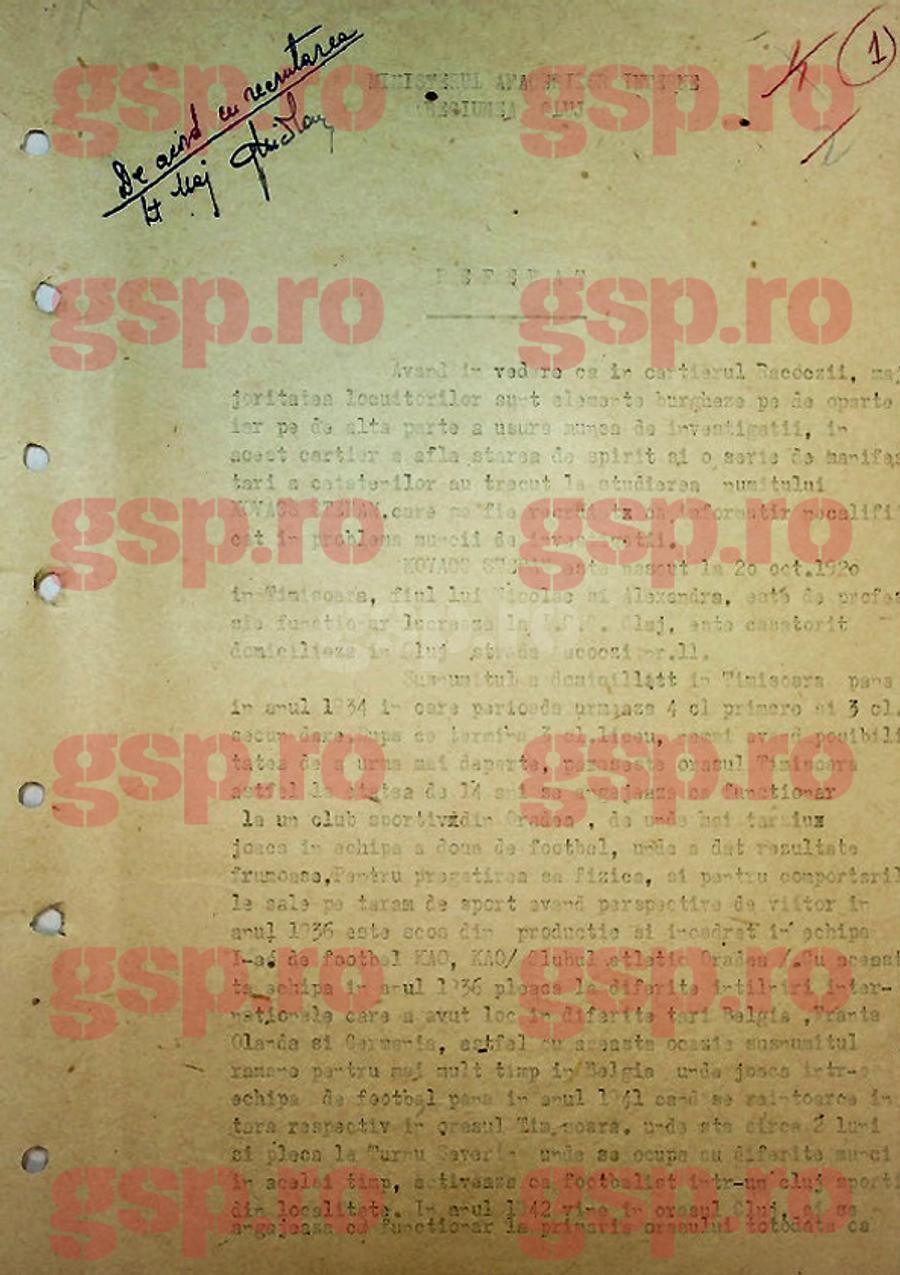 Prima pagină a referatului din 30 iunie 1955, care primește rezoluția de aprobare a recrutării lui Ștefan Kovacs în calitate de agent al Securității, Serviciul de Filaj și Investigații. Sursa: Arhivele CNSAS Stupoare în arhivele Securității: marele Ștefan Kovacs a fost agentul secret „Vasile Munteanu” + „Este un tovarăș atașat colaborării”
