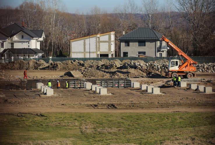 Stadiul lucrărilor la stadionul din Târgoviște în ianuarie 2020
