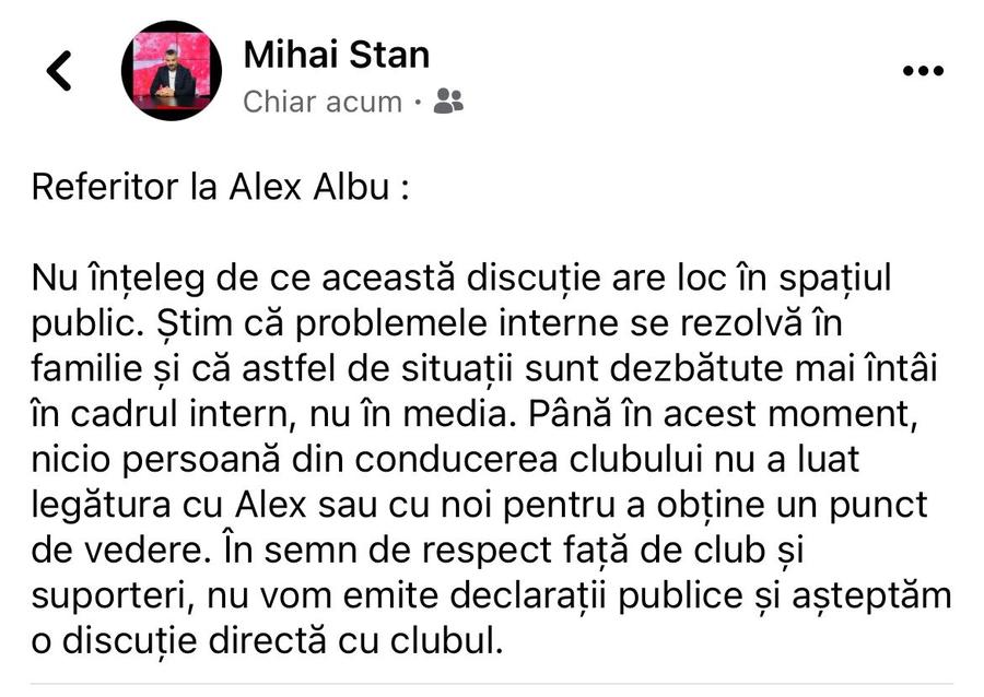 Impresarul lui Albu îi atacă pe șefii Rapidului: „Problemele interne se rezolvă altfel”