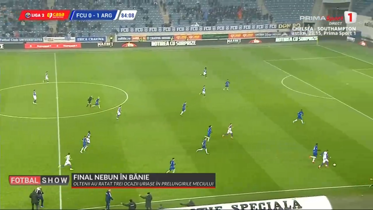 FC Argeș a avut pe teren 12 jucători la meciul cu FCU Craiova / Sursă foto: Prima Sport 1