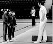Bela Karolyi vorbind cu Nadia Comăneci, Teodora Ungureanu, Georgeta Gabor în 1976 Foto: Imago Images