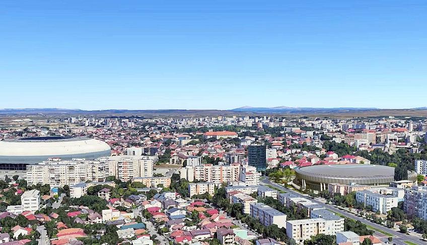 Așa ar urma să arate noul complex sportiv din Craiova (dreapta). Va fi la 500 de metri de stadionul „Ion Oblemenco” // FOTO: gds.ro