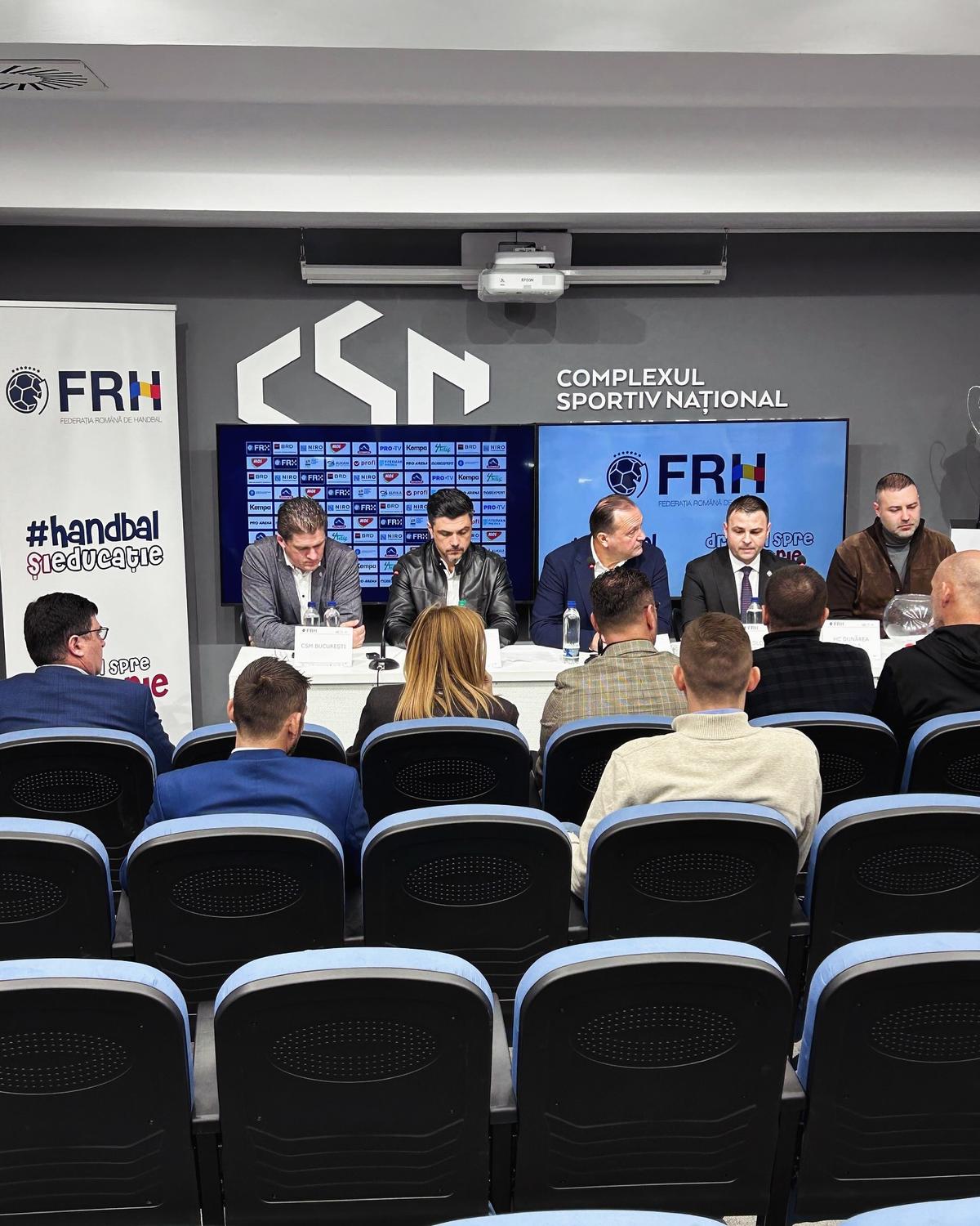 Tragere la sorți Final Four Cupa României handbal / foto: FRH Facebook