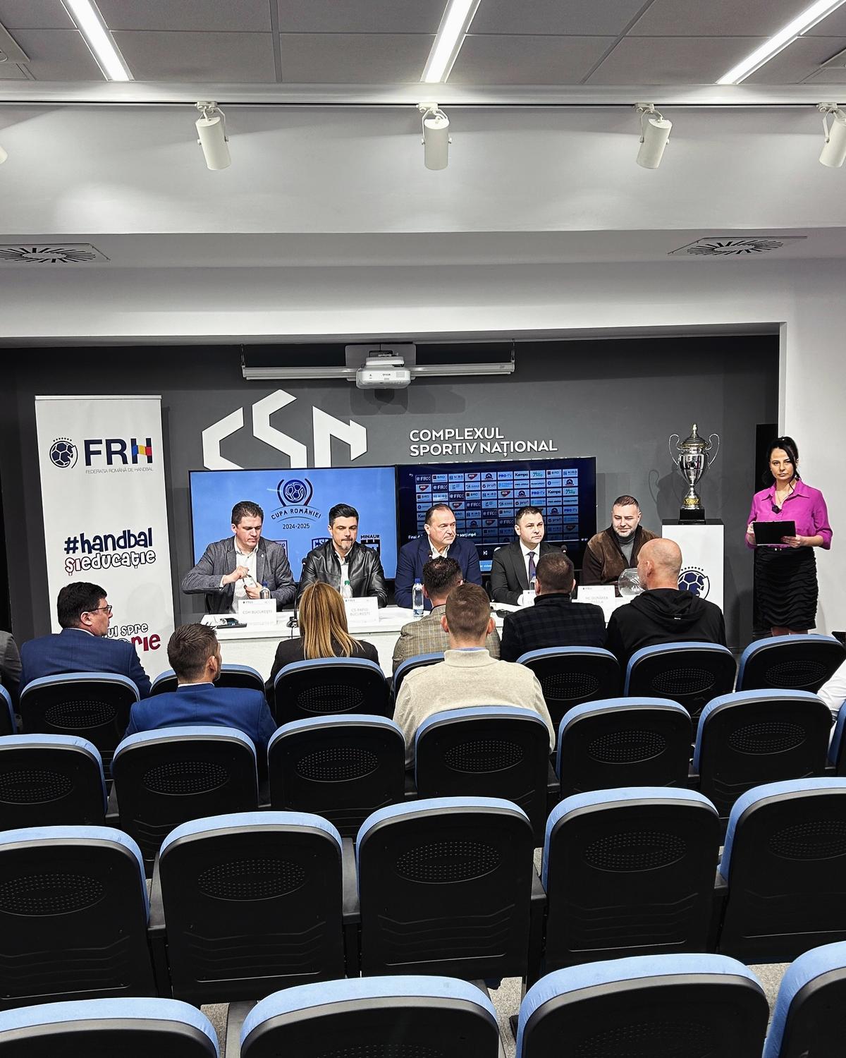 Tragere la sorți Final Four Cupa României handbal / foto: FRH Facebook