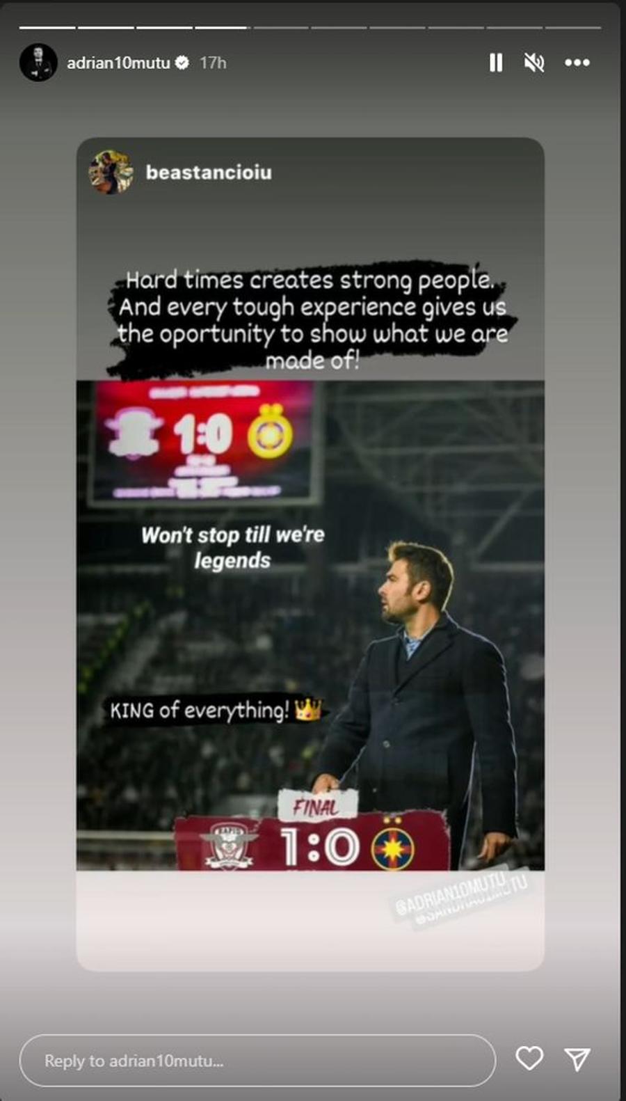 Adrian Mutu, ironie la adresa lui Mihai Stoica: „Înainte și după meci”