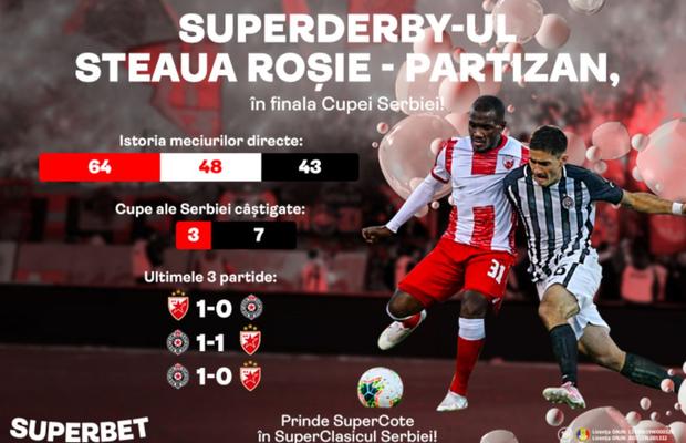 SuperDerby în finala Cupei Serbiei! Steaua Roșie și Partizan luptă pentru trofeu!