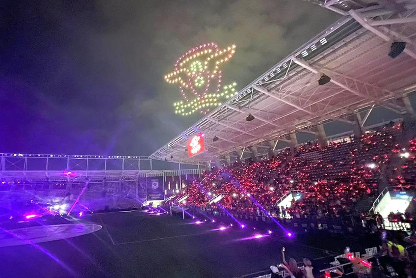 Spectacol cu drone la centenarul Rapidului // foto: GSP