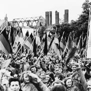 Manifestație la care a fost afișat un tablou cu Stalin FOTO: Gulliver