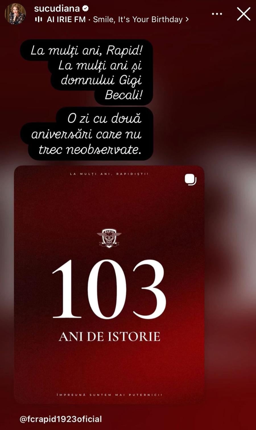 Mesajul Dianei Șucu De ziua Rapidului, „Bocciu” a dus Peluza Nord la ștrand. Mesajul afișat înaintea plonjonului colectiv în apă