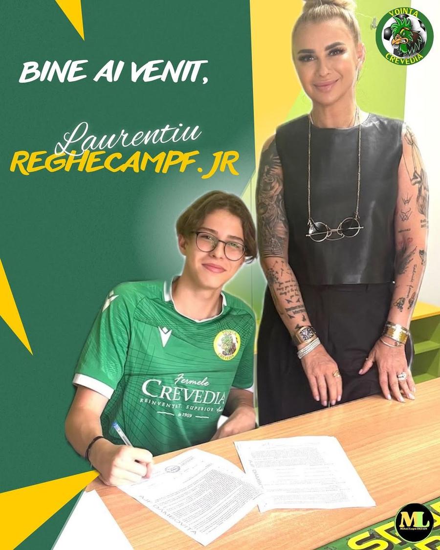 Laurențiu Reghecampf Junior a semnat cu Voința Crevedia. FOTO: Instagram @laurentiureghecampfjr «Bebeto», fiul Anamariei Prodan și al lui Laurențiu Reghecampf, a semnat primul contract profesionist: „Îmi dau lacrimile”