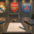Ore decisive pentru 3 supertransferuri în Europa: Real Madrid, PSG și Arsenal, la masa negocierilor // fotomontaj GSP realizat cu inteligența artificială