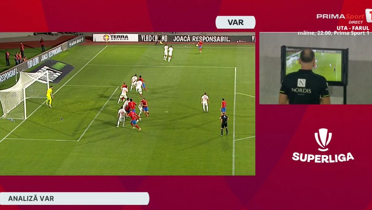 Păreri împărțite la pauză, la golul anulat lui FCSB cu Hermannstadt: „Decizie corectă / Nu este fault”