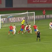 Golul lui Ngezana din Hermannstadt - FCSB, anulat din cauza unui fault, foto: captură de ecran Prima Sport