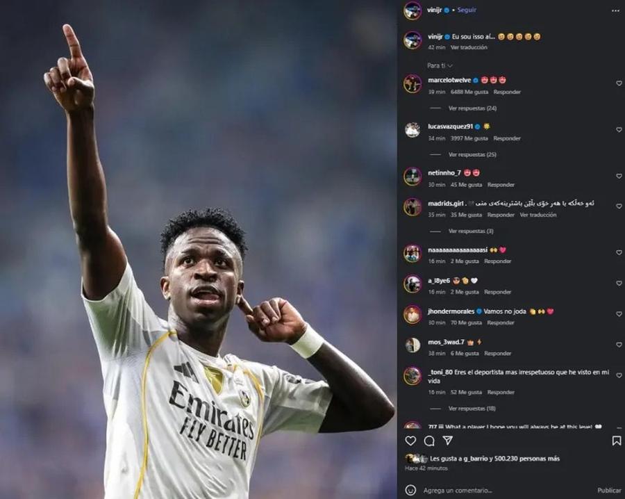 Așa a răspuns Vinicius mesajelor critice de la suporteri / Foto: Instagram Suporterul lui Oviedo, reținut în Spania pentru gesturi rasiste la adresa lui Vinicius și Mbappe