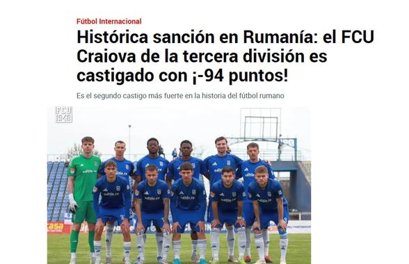 Mititelu și FCU Craiova au ajuns în cotidianul MARCA! Spaniolii, șocați de situația din Bănie: „Sancțiune istorică”