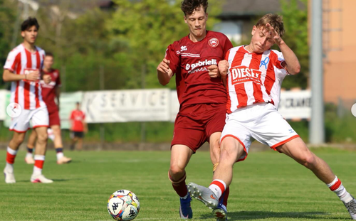 Denis Aevoaei (stânga) în meciul Cittadella - Vicenza 3-3 din campionatul Primavera 2, în care a marcat un gol / Foto: Instagram
