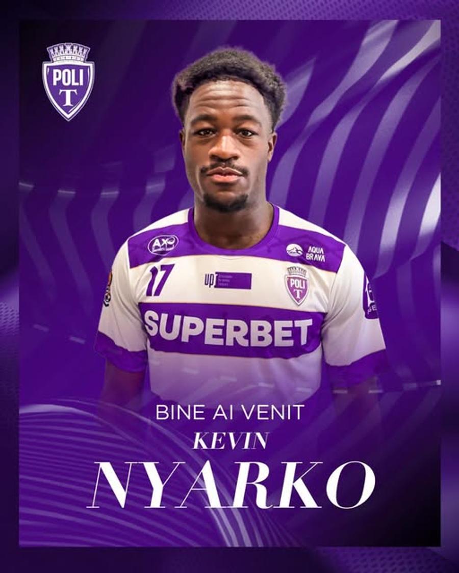 Kevin Appiah Nyarko a semnat cu Politehnica Timișoara / FOTO: Facebook @Politehnica Timișoara Atacantul Kevin Nyarko a semnat în România: „Bun venit!”