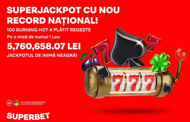 Jackpot-ul Superbet de inimă neagră a ajuns la o sumă amețitoare de 5,760,658.07 Lei, nou record absolut în România!