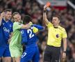 Idrissa Gueye primește cartonașul roșu în timp ce, ținut de portarul Pickford, se ceartă în continuarea cu Michael Keane, coechipierul pe care l-a lovit / Foto: Imago