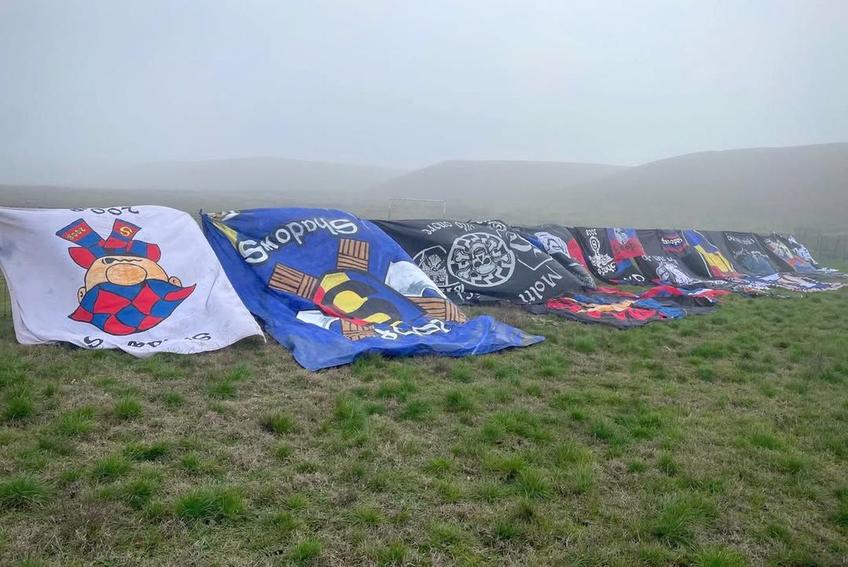 Peluza Sud Dinamo revendică steagurile grupării steliste Shadows // FOTO: Instagram @fcd.sud