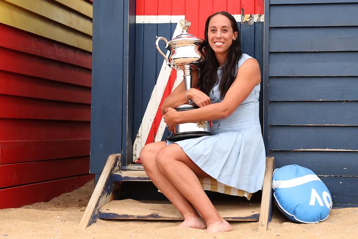 Madison Keys la ședința foto de pe plaja Dendy Street FOTO Guliver/GettyImages