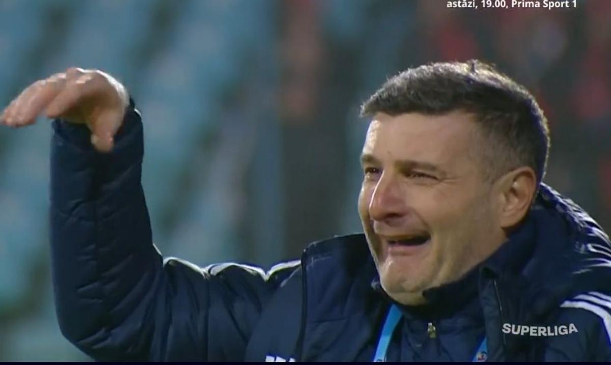 Reacția lui Laszlo Balint la golul lui Nuno Pedo în Oțelul - Csikszereda