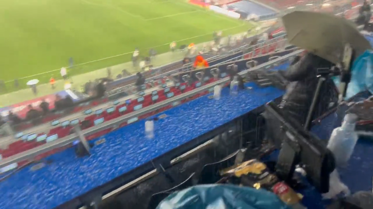 Stadionul Camp Nou în timpul ploii // foto: X