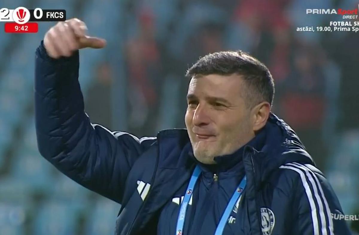 Reacția lui Laszlo Balint la golul lui Nuno Pedo în Oțelul - Csikszereda