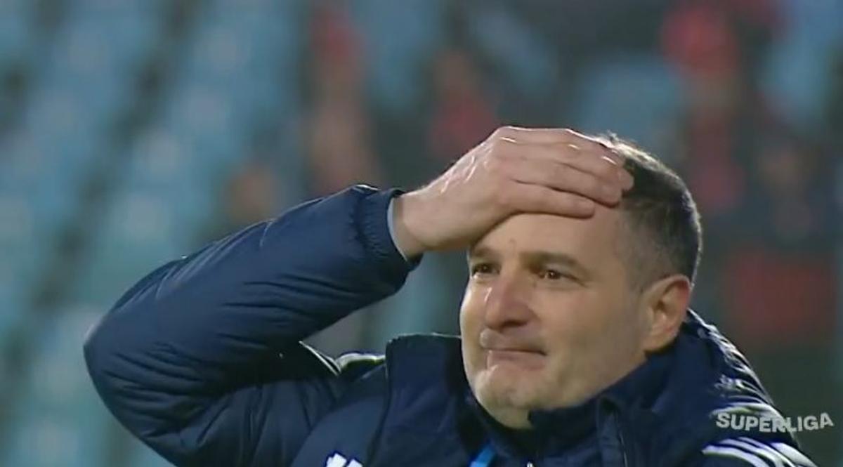 Reacția lui Laszlo Balint la golul lui Nuno Pedo în Oțelul - Csikszereda