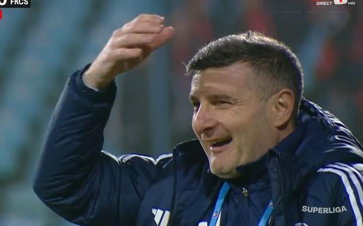 Reacția lui Laszlo Balint la golul lui Nuno Pedo în Oțelul - Csikszereda