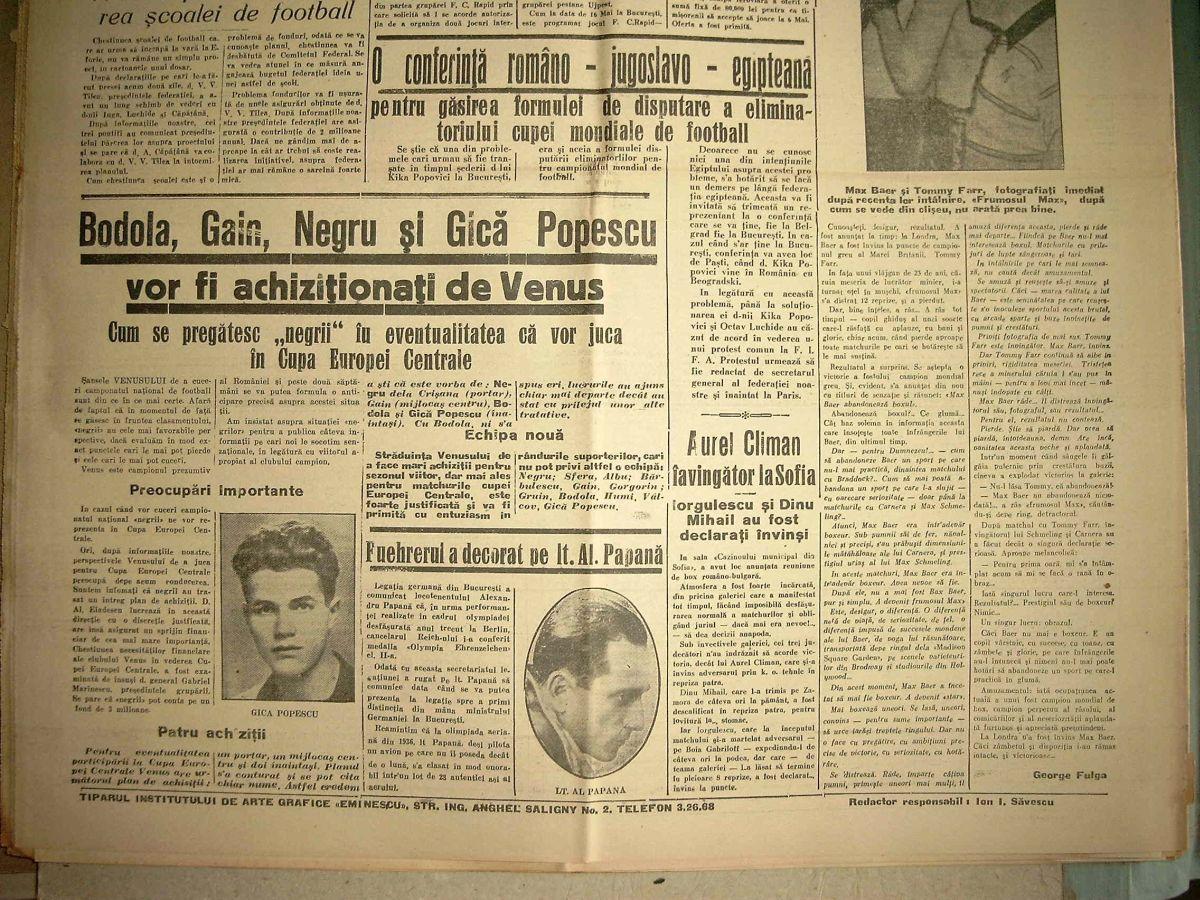 110 ani de la nașterea lui Bodola » Povestea transferului faraonic de la Oradea la Venus și un interviu fascinant cu cel mai mare atacant al anilor '30-'40