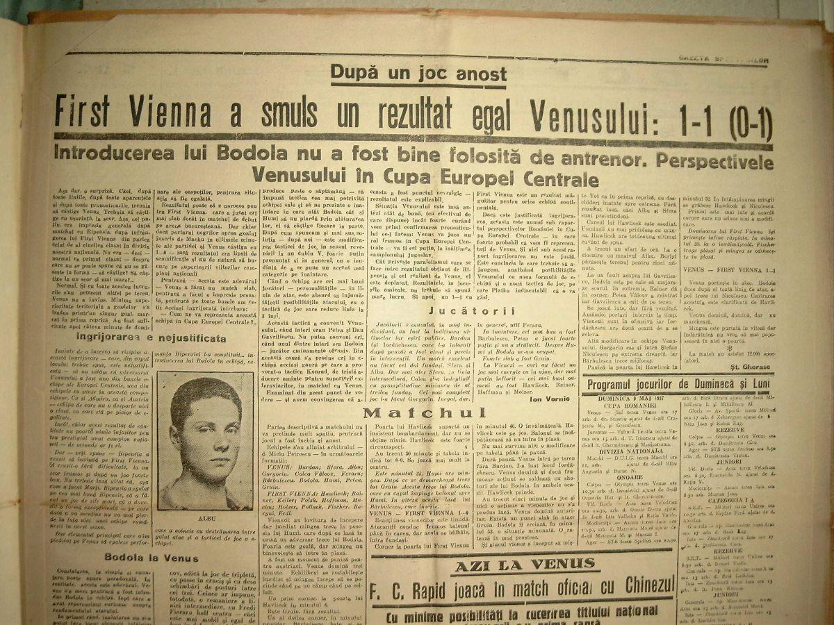 110 ani de la nașterea lui Bodola » Povestea transferului faraonic de la Oradea la Venus și un interviu fascinant cu cel mai mare atacant al anilor '30-'40