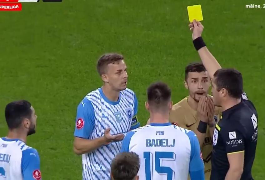 Nicușor Bancu, „galben” în Universitatea Craiova - Voluntari / FOTO: Captură TV @Orange Sport 1