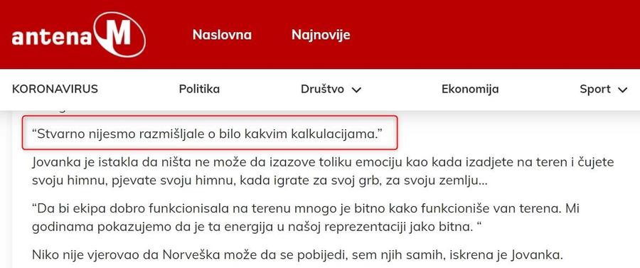 Așa arată acum articolul de pe Antena M, fără pasajul despre tentativa de blat a Cristinei Neagu Declarațiile în care Radicevic o acuza pe Cristina Neagu au dispărut complet din Muntenegru!