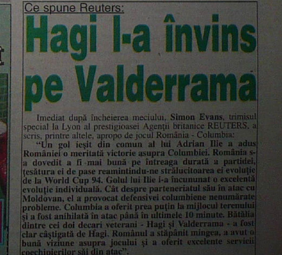 Ce scria Gazeta Sporturilor după victoria României în fața Columbiei de la Coupe du Monde '98