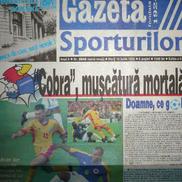 Prima pagină din Gazeta Sporturilor, după România - Columbia 1-0 din 1998