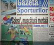 Prima pagină din Gazeta Sporturilor, după România - Columbia 1-0 din 1998