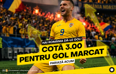 Giveaway la Fortuna: cotă 3.00 pentru gol marcat de România