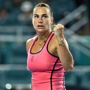 Aryna Sabalenka sărbătorind un punct la Miami Foto: Imago Images