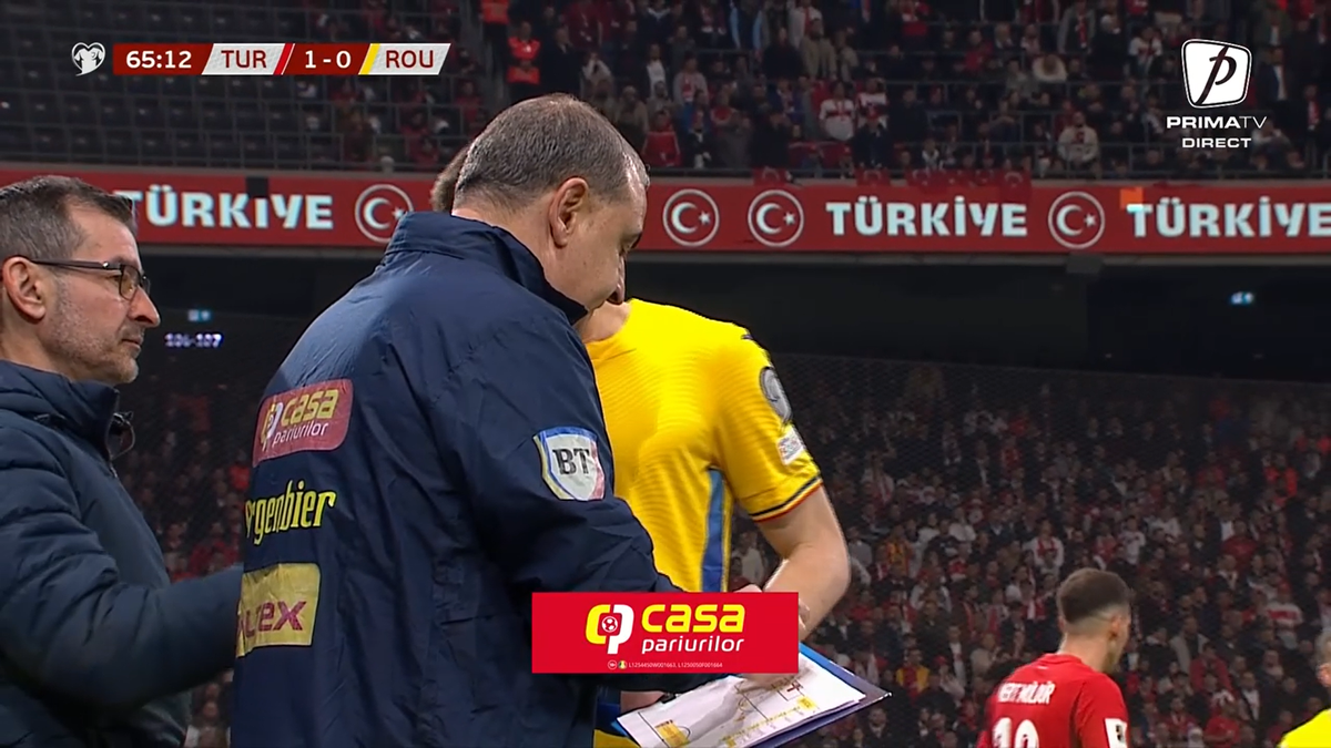 Florin Tănase, în momentul intrării pe teren // foto: capturi Prima TV