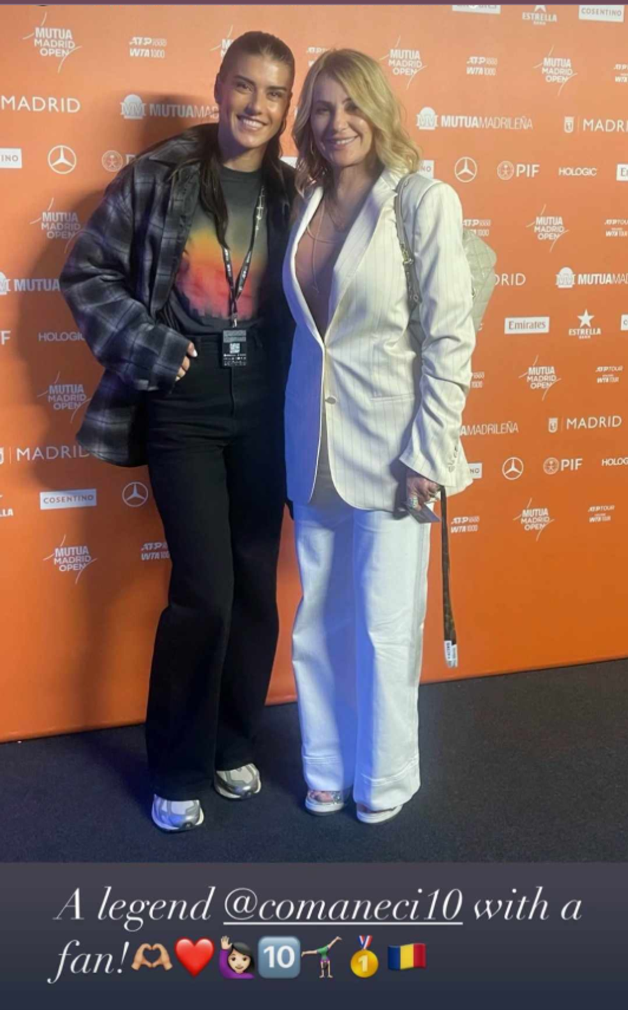 Sorana Cîrstea împreună cu Nadia Comăneci la Madrid Open / Foto: Instagram Sorana Cîrstea și Nadia Comăneci, împreună la Madrid Open: „Seară liberă...și unde ajung?”