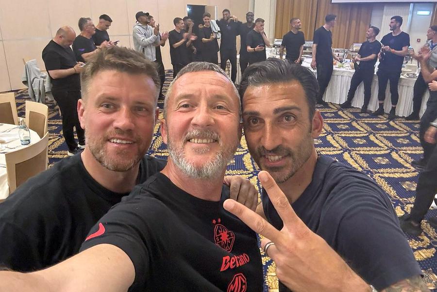 Mihai Pintilii, primul din stânga, alături de Mihai Stoica și Elias Charalambous // foto: Facebook @ Mihai Stoica Mihai Pintilii a intervenit în războiul de la FCSB, dar a comis un derapaj sexist: „Mămicile sunt cele mai mari probleme, de la ele pleacă, ele creează tot”