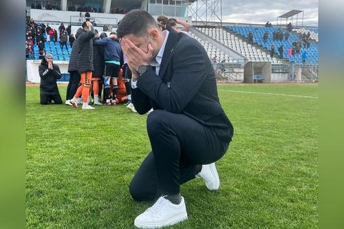 Dragoș Militaru la Slatina, după meciul calificării în play-off FOTO: facebook.com/fcunireadejoficial